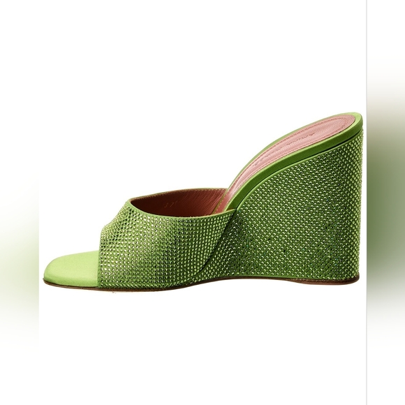 Sz 36 and RARE Sz 42 NIB $2025 Amina Muaddi Lupita crystal green wedges - Picture 2 of 6